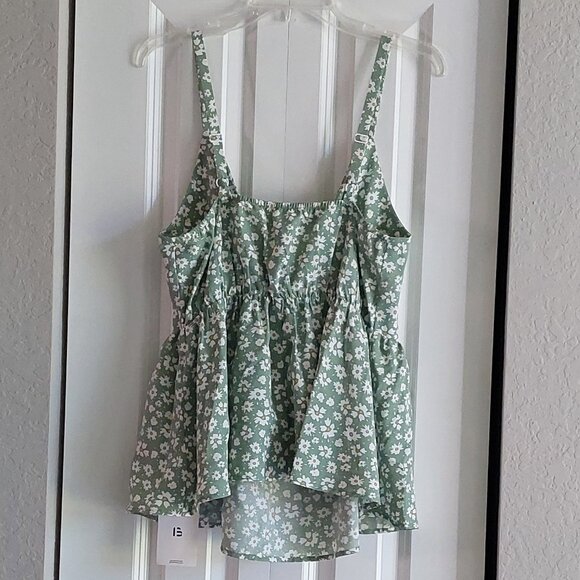 BloomChic Light Green Floral Peplum Tank Top Women's Size 12 - Picture 4 of 10